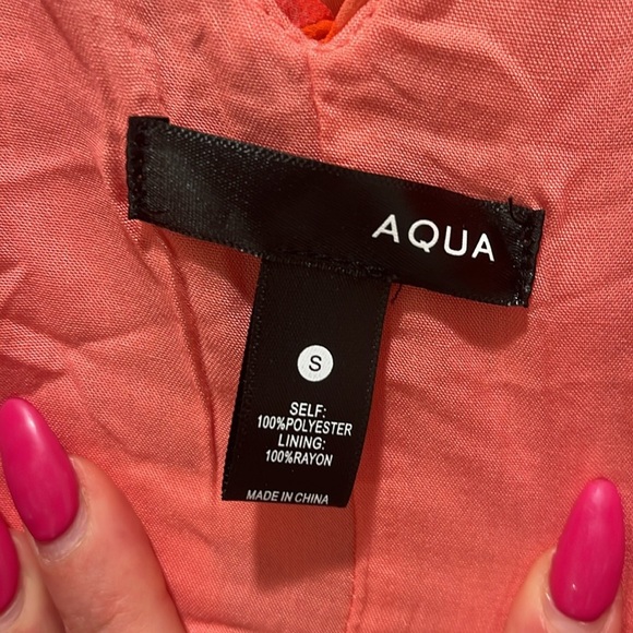 NWT AQUA Pink Botanical Wrap Dress Bloomingdale’s exclusive midi high low - Picture 7 of 11